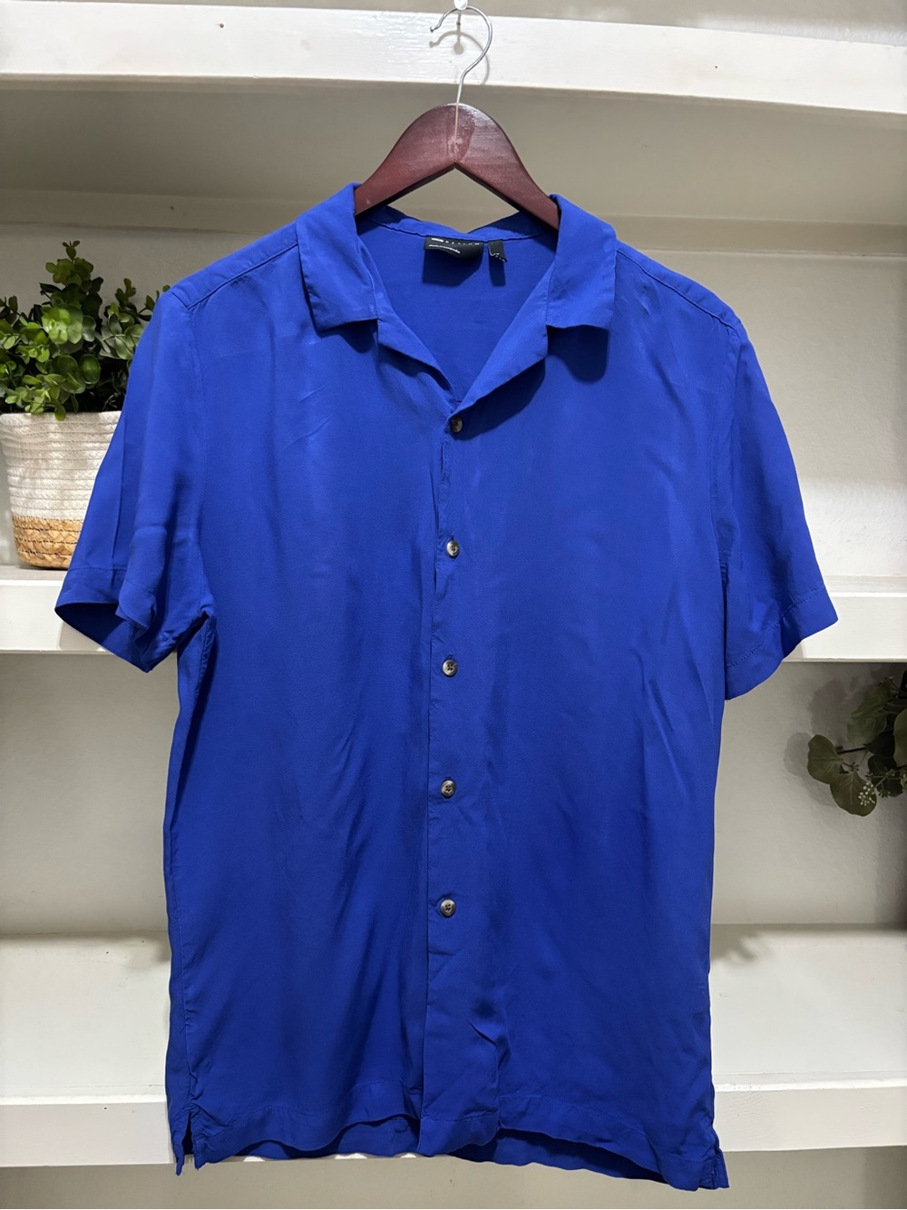 Men's Short Sleeve Button-Up Shirt - Royal Blue